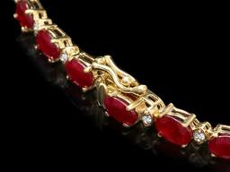 14k Gold 37.00ct Ruby 1.60ct Diamond Necklace