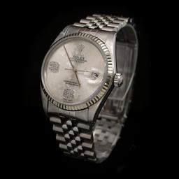 Rolex DateJust SS 36mm Custom Diamond Bezel Men's Wristwatch