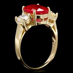 14k Yellow Gold 3.00ct Ruby 1.15ct Diamond Ring