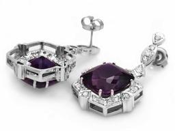 14k Gold 22ct Amethyst 1.75ct Diamond Earrings