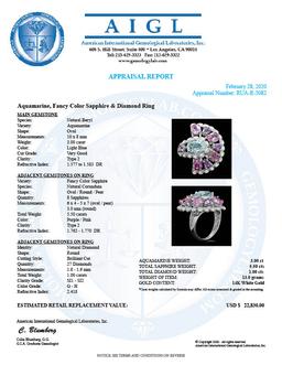 14k Gold 3.00ct Aquamarine 1.00ct Diamond Ring