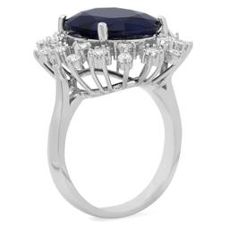 14K Gold 8.67ct Sapphire 0.93ct Diamond Ring