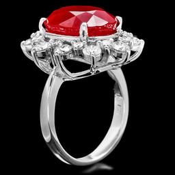 14k White Gold 11.00ct Ruby 2.00ct Diamond Ring