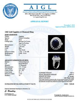 14k Gold 5.20ct Sapphire 0.85ct Diamond Ring