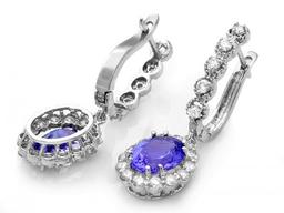 14k Gold 4ct Tanzanite 1.35ct Diamond Earrings