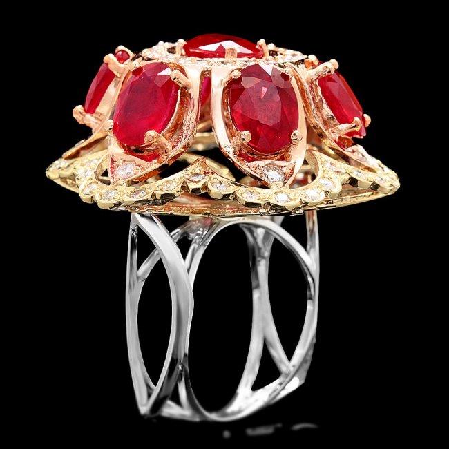 14k Gold 12.00ct Ruby 1.35ct Diamond Ring