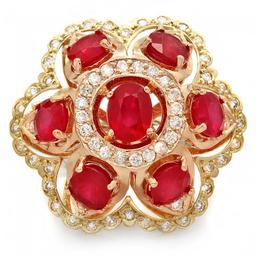 14k Gold 12.00ct Ruby 1.35ct Diamond Ring