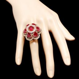 14k Gold 12.00ct Ruby 1.35ct Diamond Ring