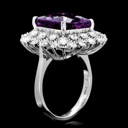 14k Gold 7.00ct Amethyst 1.00ct Diamond Ring