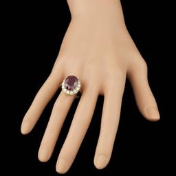 14k Yellow Gold 12.00ct Ruby 1.45ct Diamond Ring