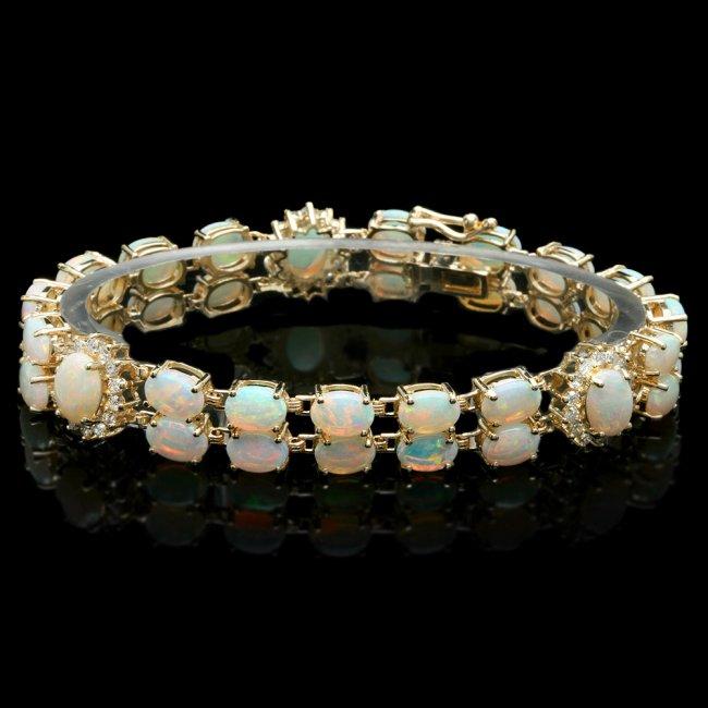 14k Gold 16.5ct Opal 1.10ct Diamond Bracelet