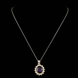 14k Gold 8.00ct Amethyst 0.90ct Diamond Pendant