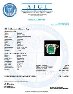 18k Gold 2.80ct Emerald 0.70ct Diamond Ring