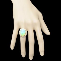 14k Yellow Gold 11.00ct Opal 0.70ct Diamond Ring