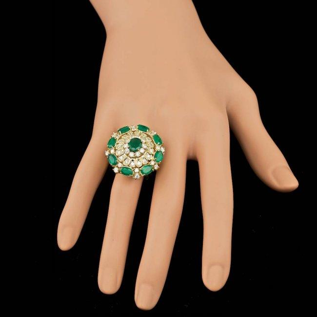 14k Gold 5.00ct Emerald 2.00ct Diamond Ring
