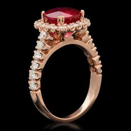 14K Gold 3.28ct Ruby 1.26ct Diamond Ring