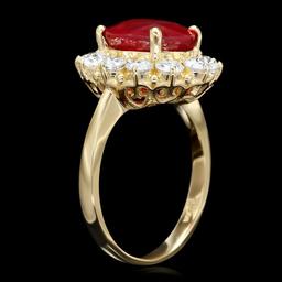 14k Yellow Gold 5.00ct Ruby 1.35ct Diamond Ring
