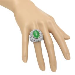 14K Gold 9.15ct Jadeite 0.70 Emerald 1.97cts Diamond Ring