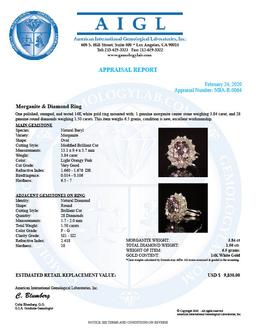 14K Gold 3.84ct Morganite 1.50ct Diamond Ring