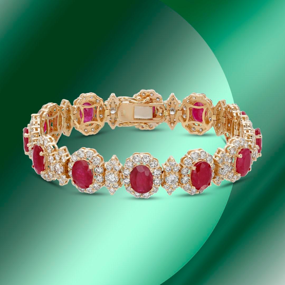 14K Gold 17.44cts Ruby & 11.96cts Diamond Bracelet