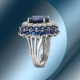 14K Gold 18.44cts Sapphire & 1.68cts Diamond Ring