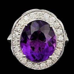 14k Gold 7.00ct Amethyst 1.90ct Diamond Ring