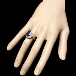 14k Gold 5.00ct Sapphire 1.00ct Diamond Ring