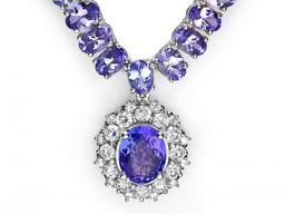 14k 45.25ct Tanzanite 1.35ct Diamond Necklace