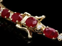 14k Gold 16.00ct Ruby 0.55ct Diamond Bracelet