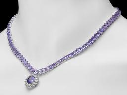 14k 45.25ct Tanzanite 1.35ct Diamond Necklace