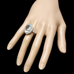 14k Gold 10.50ct Aquamarine 1.50ct Diamond Ring