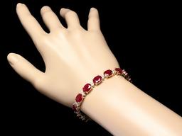 14k Gold 28.00ct Ruby 1.40ct Diamond Bracelet