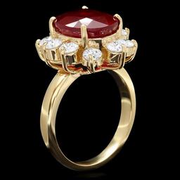 14k Yellow Gold 8.00ct Ruby 1.50ct Diamond Ring
