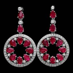 14k Gold 18.50ct Ruby 1.60ct Diamond Earrings