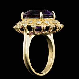 14k Gold 8.00ct Amethyst 0.80ct Diamond Ring