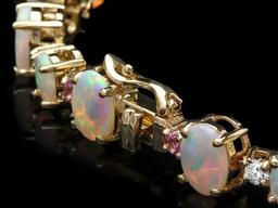 14k Gold 12.00ct Opal 0.85ct Diamond Bracelet