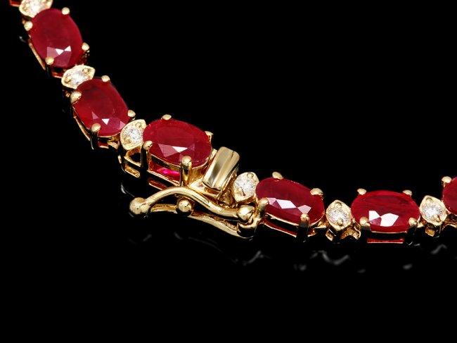 14k Gold 28.00ct Ruby 1.20ct Diamond Necklace