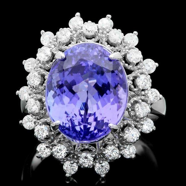 14k Gold 8.50ct Tanzanite 0.85ct Diamond Ring