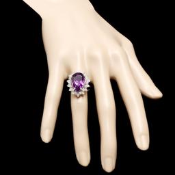 14k Gold 7.40ct Amethyst 0.95ct Diamond Ring