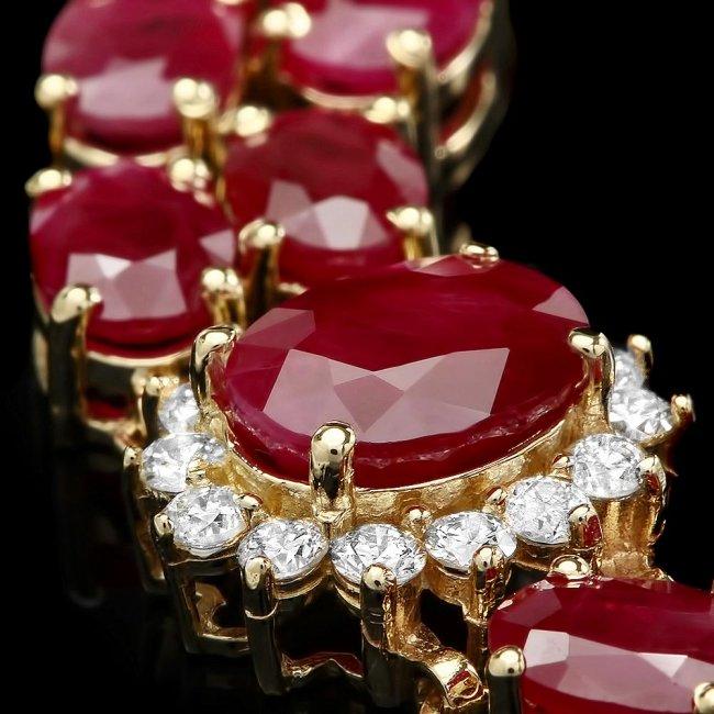 14k Gold 36.0ct Ruby 1.90ct Diamond Bracelet