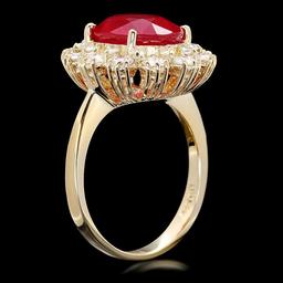 14k Yellow Gold 5.50ct Ruby 1.30ct Diamond Ring