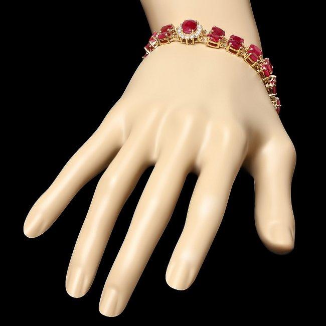 14k Gold 36.0ct Ruby 1.90ct Diamond Bracelet