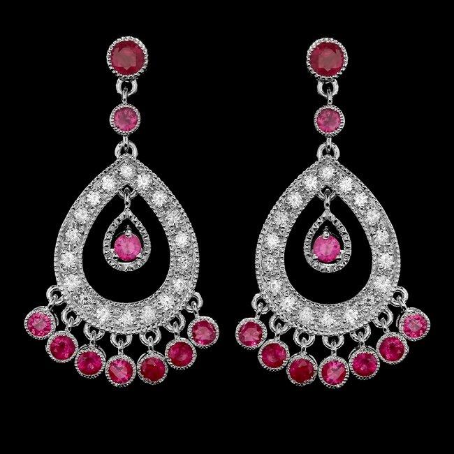 14k Gold 3.00ct Ruby 1.30ct Diamond Earrings