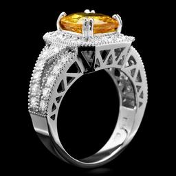 14k Gold 3.50ct Sapphire 3.50ct Diamond Ring