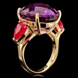 14k Yellow Gold 14.85ct Amethyst 3.00ct Ruby Ring