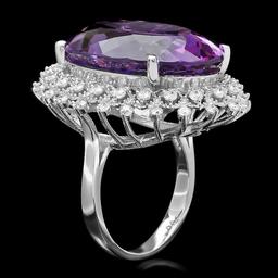 14k White Gold 27ct Amethyst 1.00ct Diamond Ring