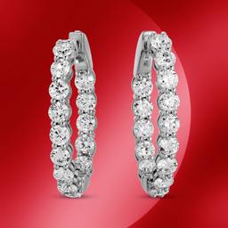 14K Gold 5.25cts Diamond Hoop Earrings