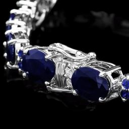 14k Gold 35ct Sapphire 0.70ct Diamond Bracelet