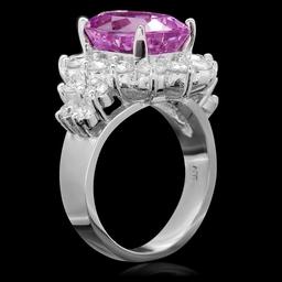 14k White Gold 6.00ct Kunzite 2.10ct Diamond Ring