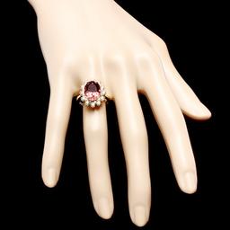 14k Gold 5ct Tourmaline 1.30ct Diamond Ring